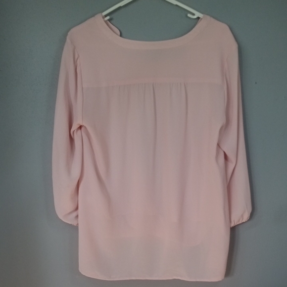 J. Jill Light Pink Women's Draped Sheer Blouse Size Small - Picture 3 of 8
